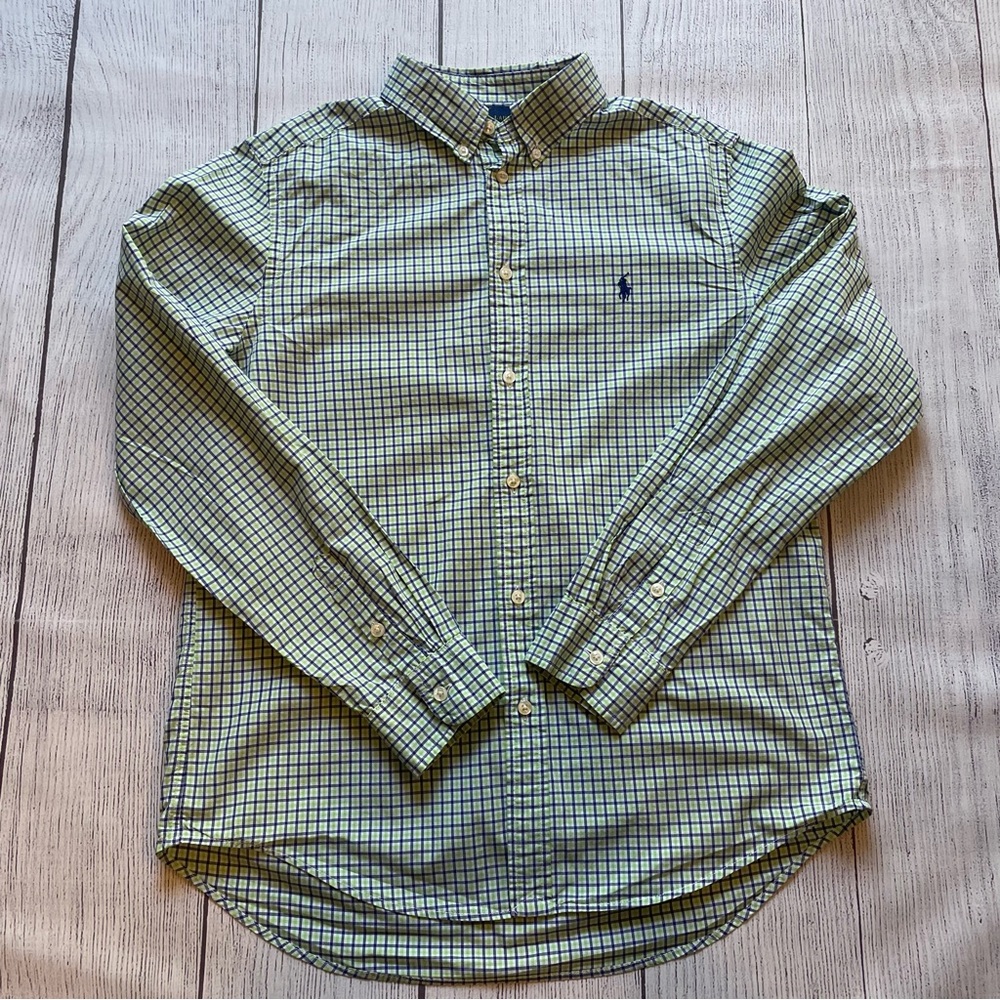 Ralph Lauren Blue & Green Plaid Long Sleeve Button Down size XL (18-20)